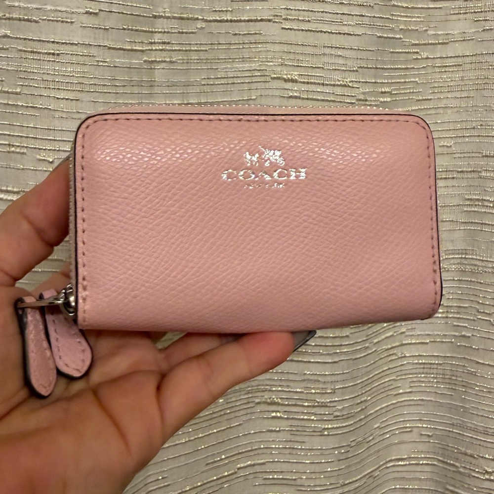 Coach Light Pink Leather Zip Wallet